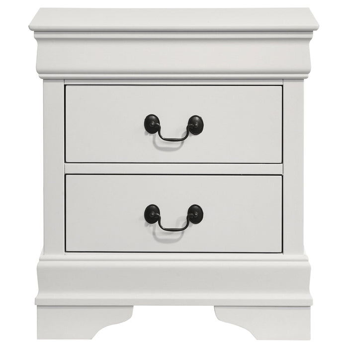 Louis Philippe 2-drawer Nightstand Bedside Table White