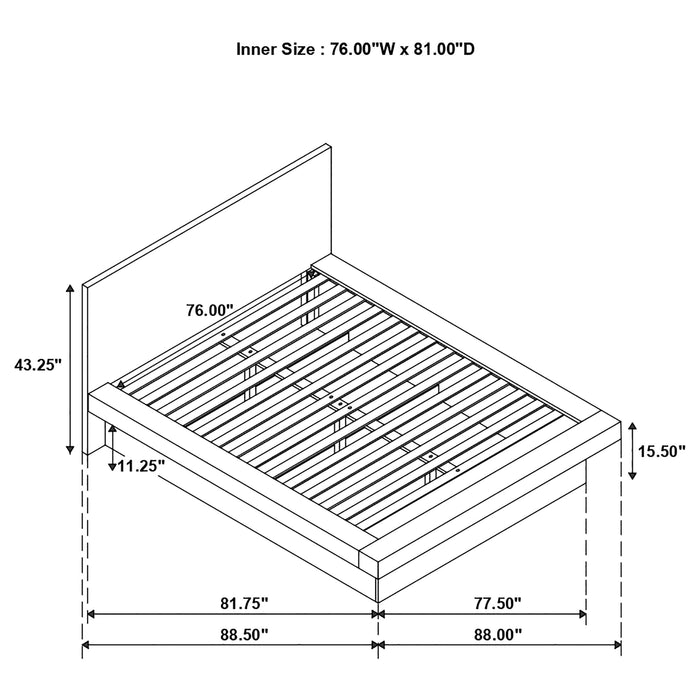 Jessica  Platform Bed with Rail Seating White