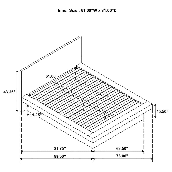 Jessica  Platform Bed with Rail Seating White