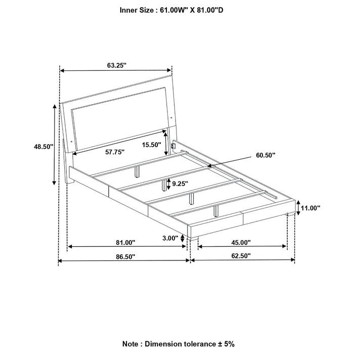 Felicity  Panel Bed with LED Lighting Glossy White