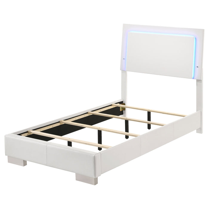 Felicity  Panel Bed with LED Lighting Glossy White