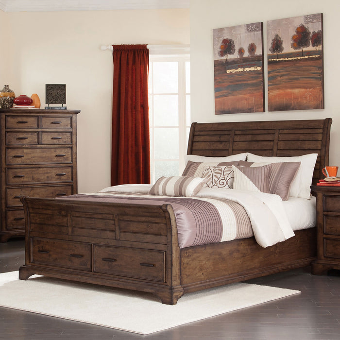 Elk Grove Wood Queen Storage Sleigh Bed Vintage Bourbon