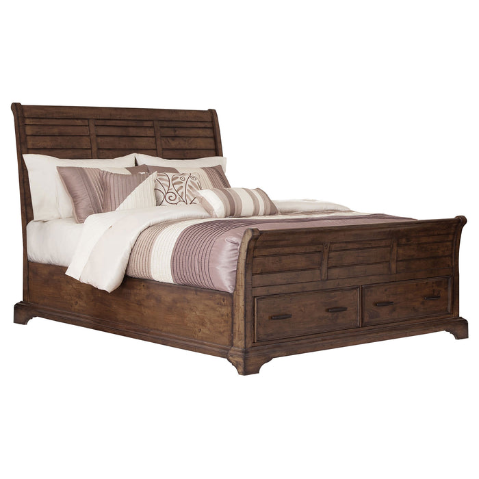 Elk Grove Wood Queen Storage Sleigh Bed Vintage Bourbon