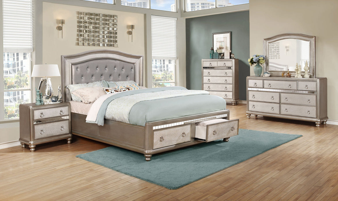 Bling Game Upholstered Storage  Bed Metallic Platinum