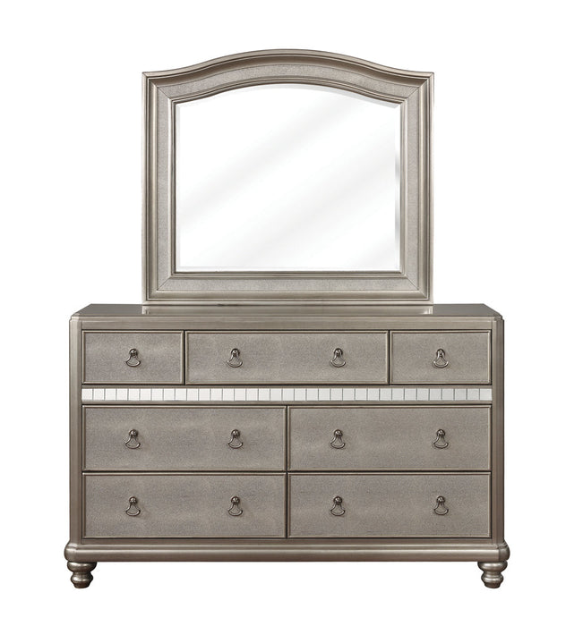 Bling Game 7-drawer Dresser with Mirror Metallic Platinum