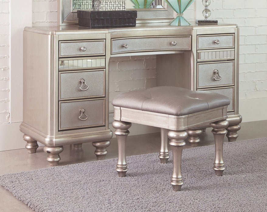 Bling Game 9-drawer Vanity Desk Metallic Platinum