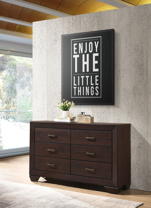 Kauffman 6-drawer Dresser with Mirror Dark Cocoa