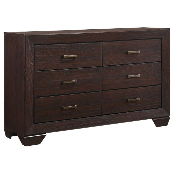 Kauffman 6-drawer Dresser with Mirror Dark Cocoa