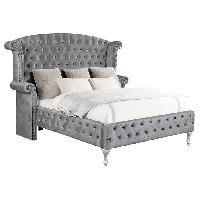 Deanna  Tufted Upholstered Bed Grey