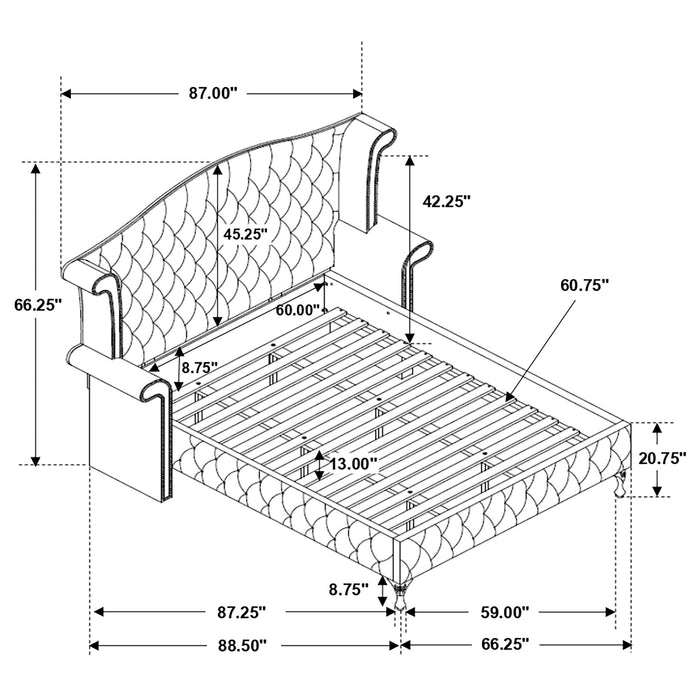 Deanna  Tufted Upholstered Bed Grey