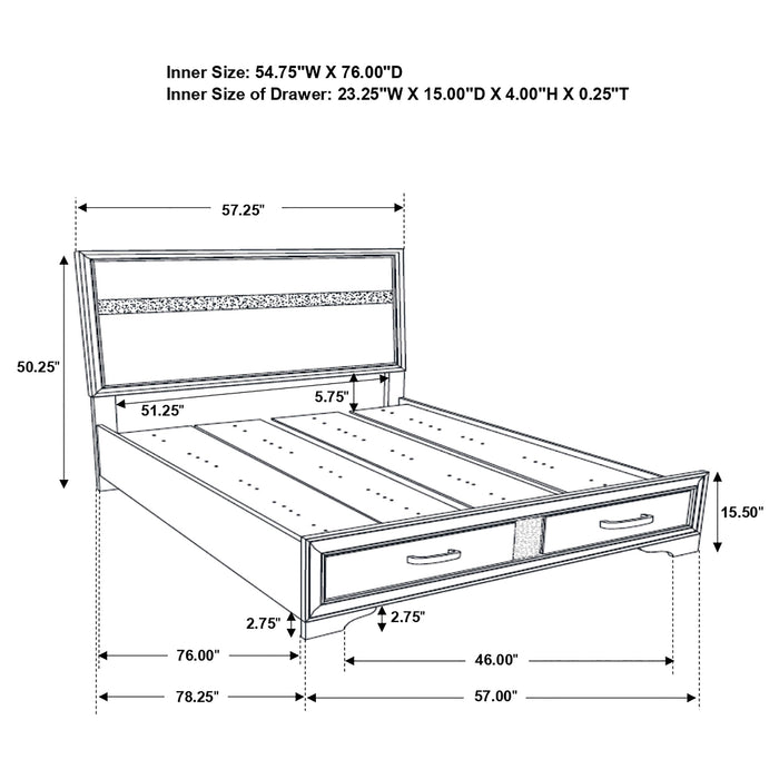 Miranda  2-drawer Storage Bed White