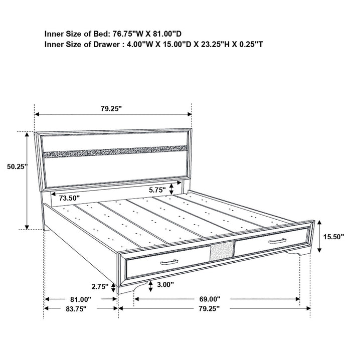 Miranda  2-drawer Storage Bed White