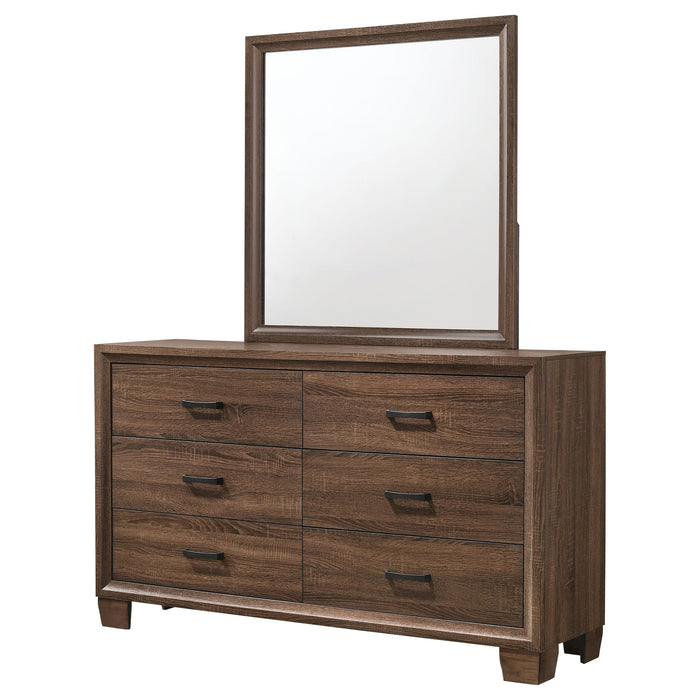 Brandon 6-drawer Dresser with Mirror Warm Brown