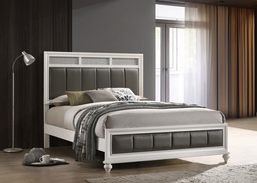 Barzini  Upholstered Panel Bed White