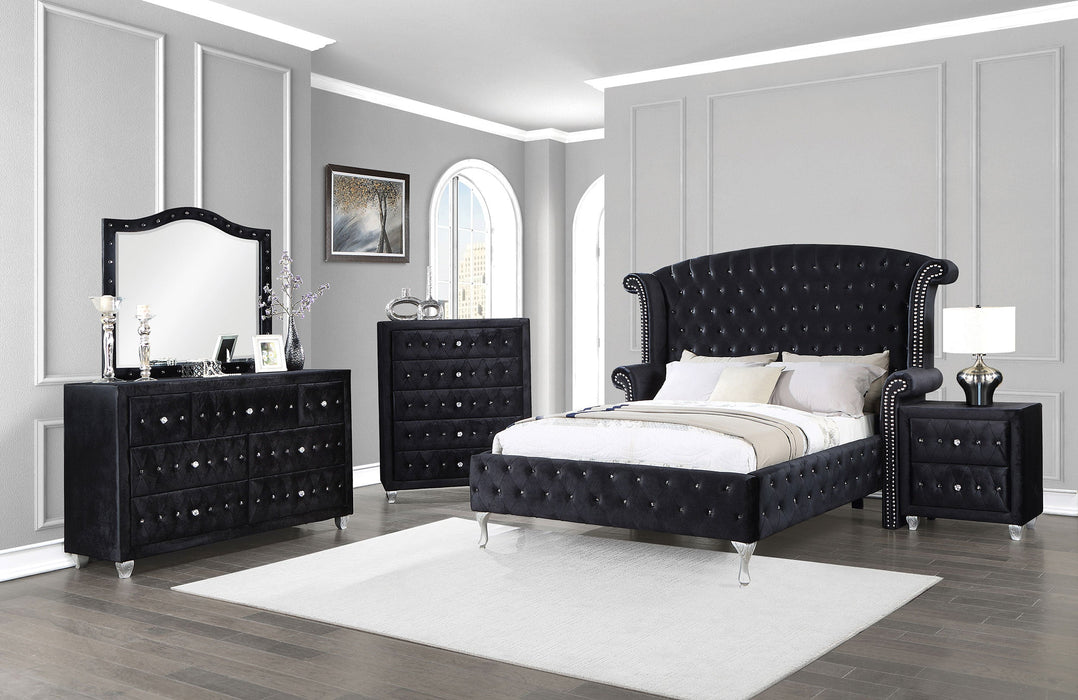 Deanna  Tufted Upholstered Bed Black