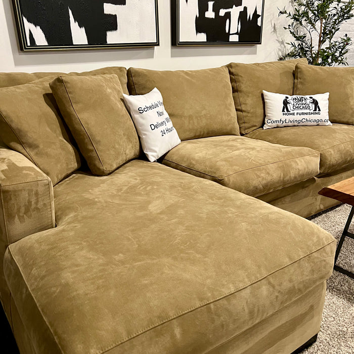 Crate and Barrel Axis Caramel Two Piece Sectional Couch