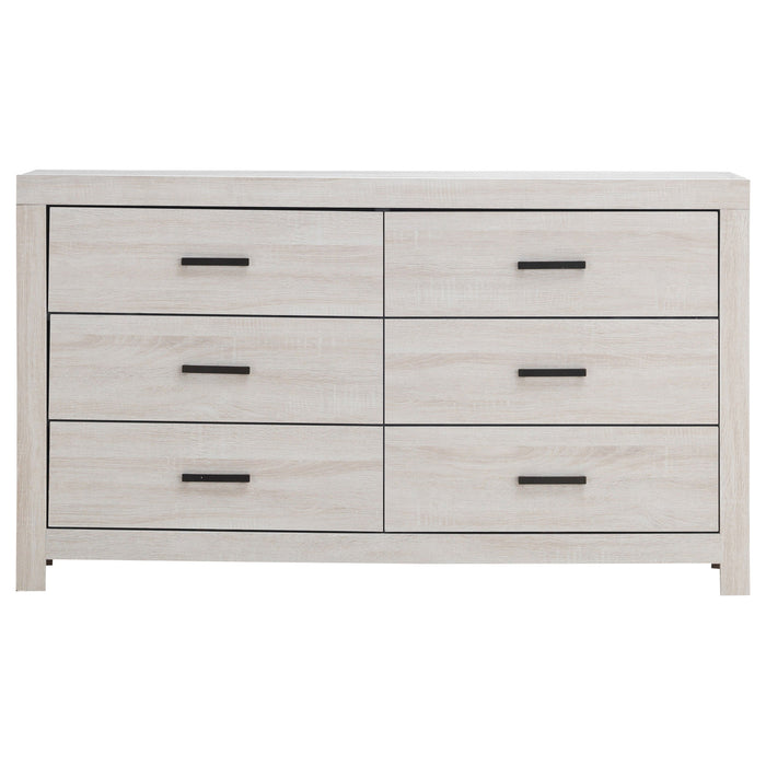 Brantford 6-drawer Dresser with Mirror Coastal White