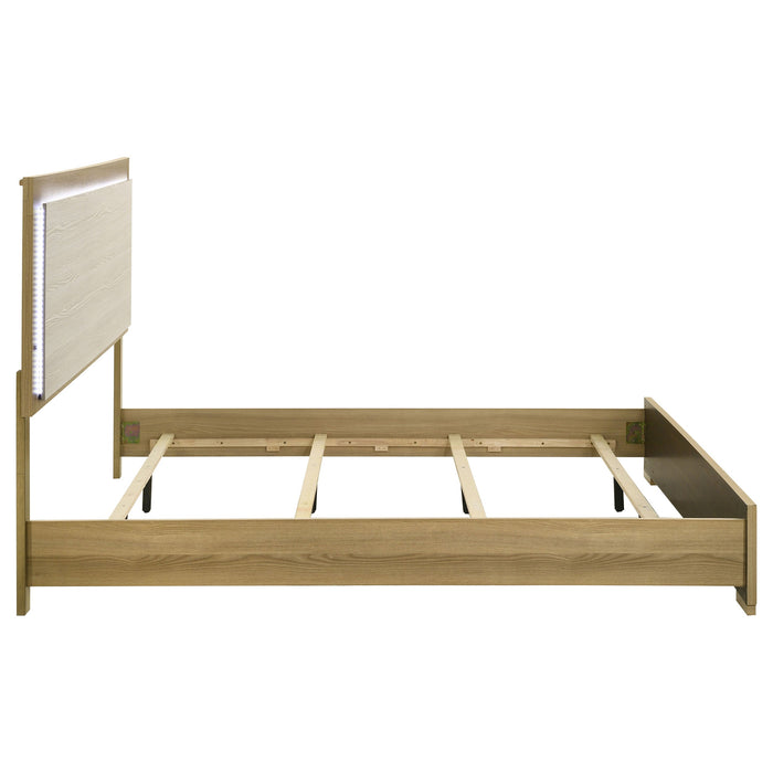 Hyland Wood  LED Panel Bed Natural and White