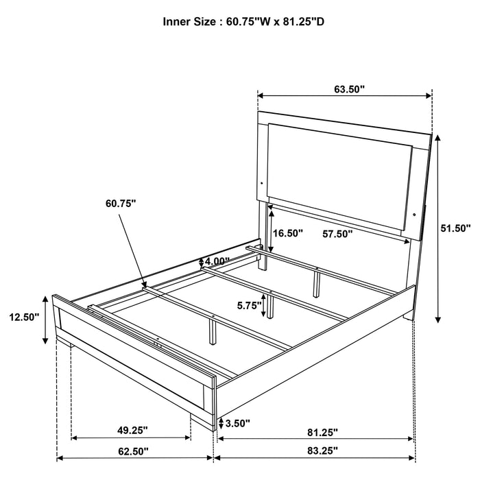 Hyland Wood  LED Panel Bed Natural and White