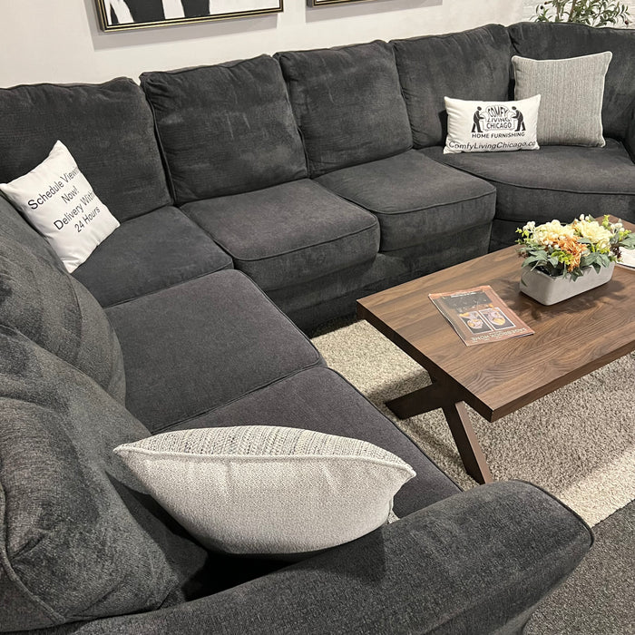 Charcoal Gray U Shape Sectional Couch with Cuddle Corner Chaise