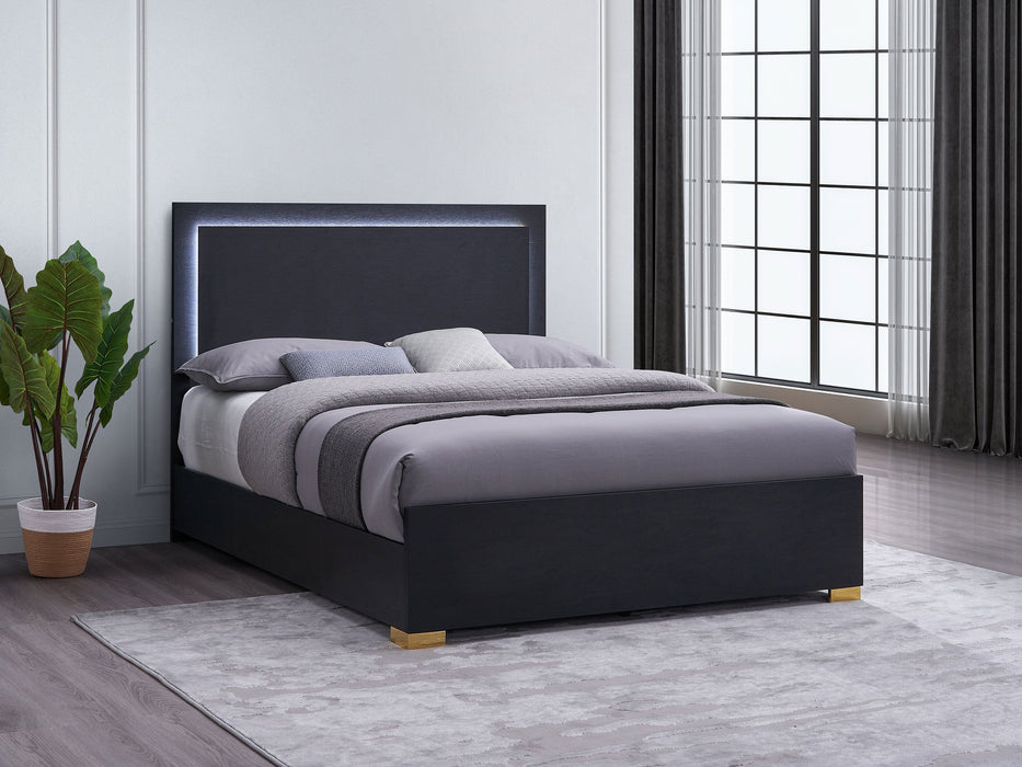 Marceline  Bed with LED Headboard Black