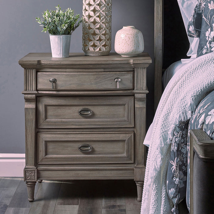 Alderwood 3-drawer Nightstand French Grey