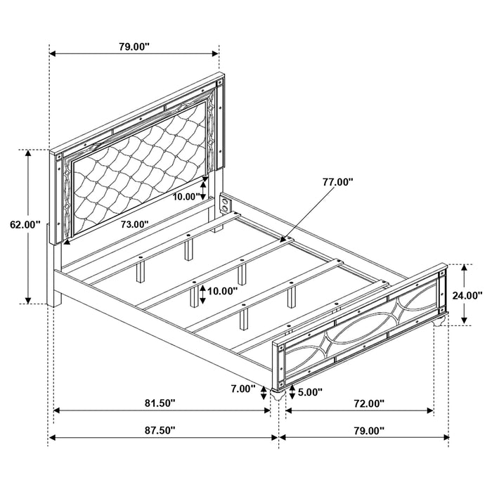 Gunnison  Panel Bed with LED Lighting Silver Metallic