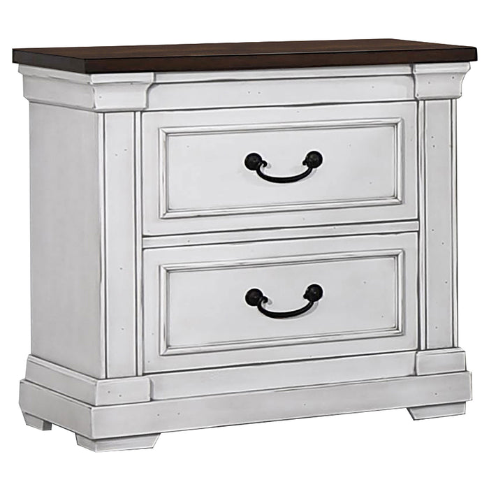 Hillcrest 2-drawer Nightstand Dark Rum and White