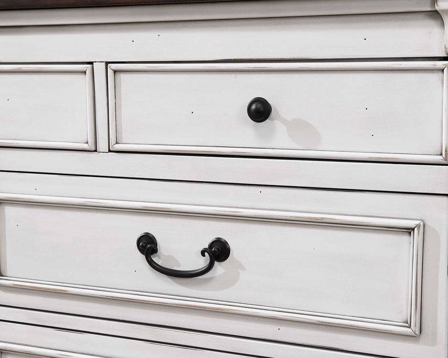 Hillcrest 9-drawer Dresser with Mirror Dark Rum and White