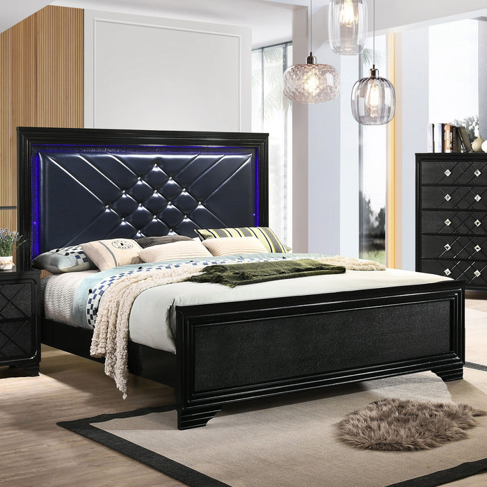 Penelope  Bed with LED Lighting Black and Midnight Star