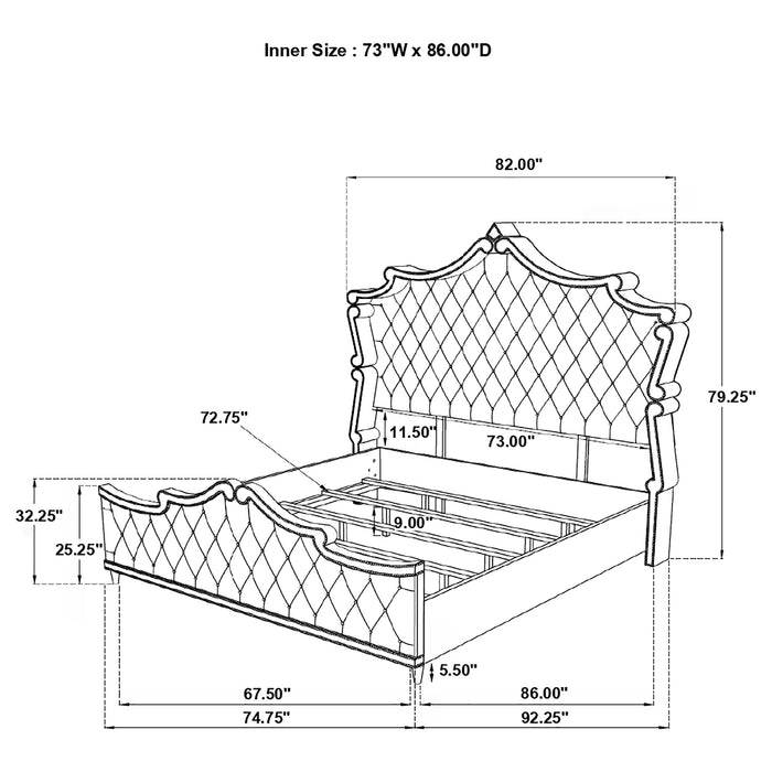 Antonella Upholstered Tufted  Bed Grey