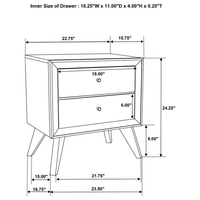 Janelle 2-drawer Nightstand White