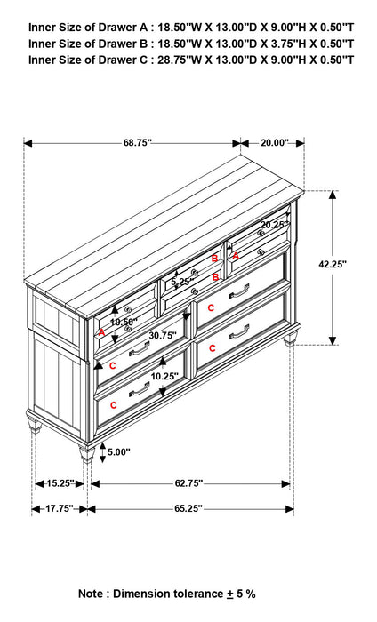 Avenue 8-drawer Rectangular Dresser with Mirror Grey