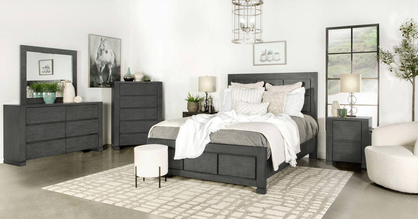 Lorenzo Wood Eastern King Panel Bed Dark Grey