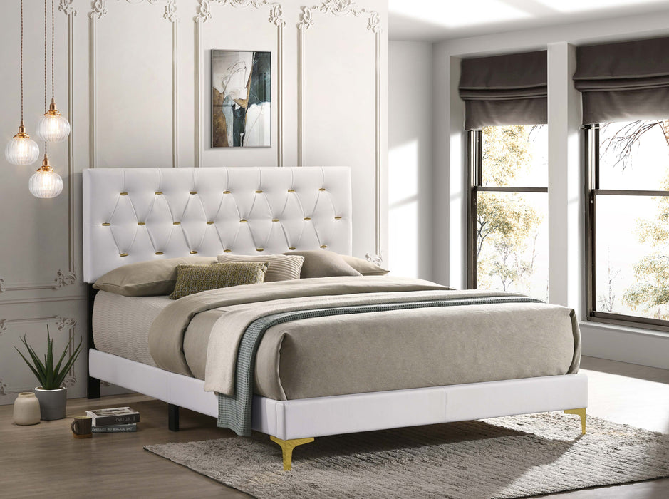 Kendall Tufted Upholstered Panel  Bed White