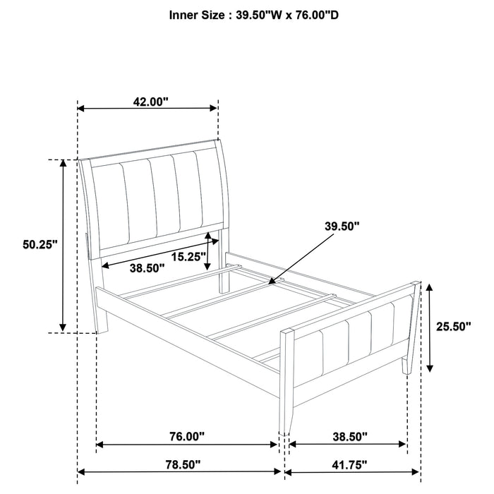 Wilkes 51-inch Upholstered  Bed Dark Cocoa