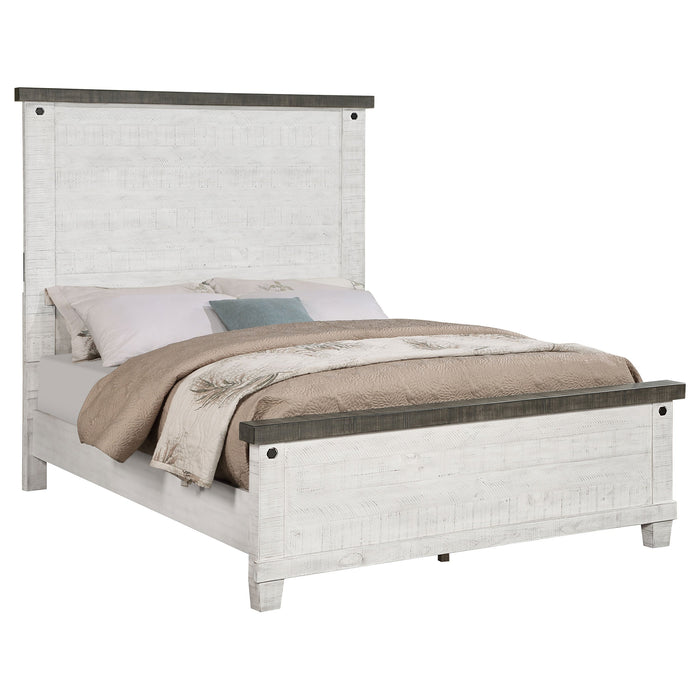 Lilith  Panel Bed Distressed Grey and White