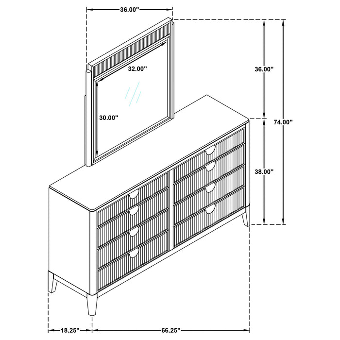 Brookmead 8-drawer Bedroom Dresser with Mirror Black