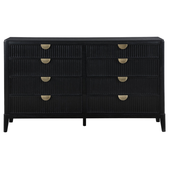 Brookmead 8-drawer Bedroom Dresser with Mirror Black