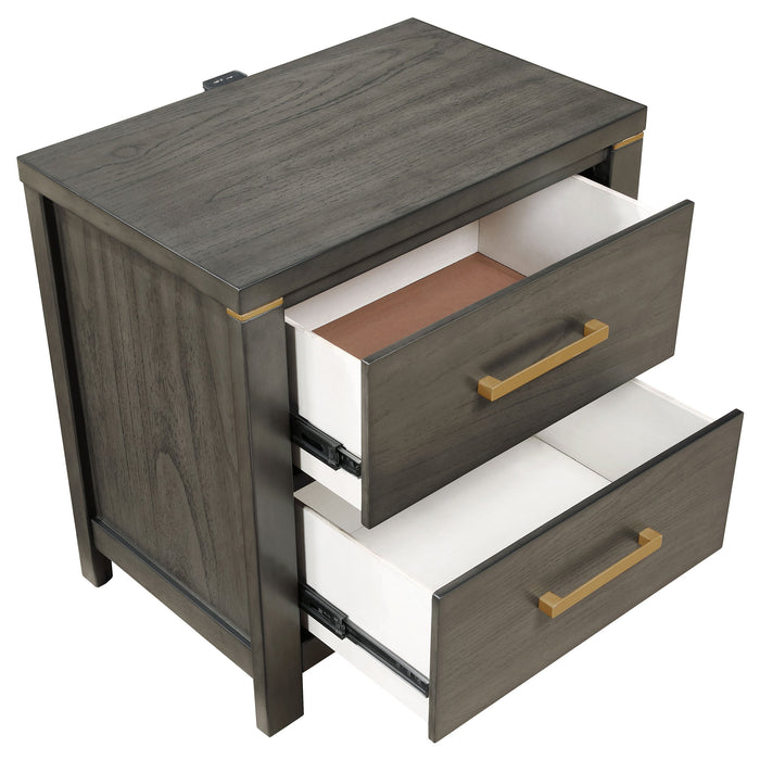 Kieran 2-drawer Nightstand Bedside Table Grey