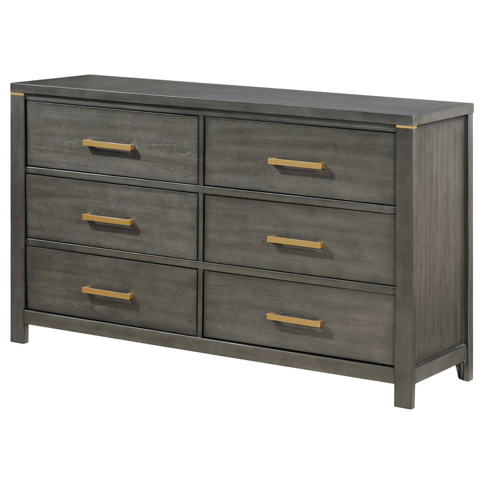 Kieran 6-drawer Bedroom Dresser with Mirror Grey