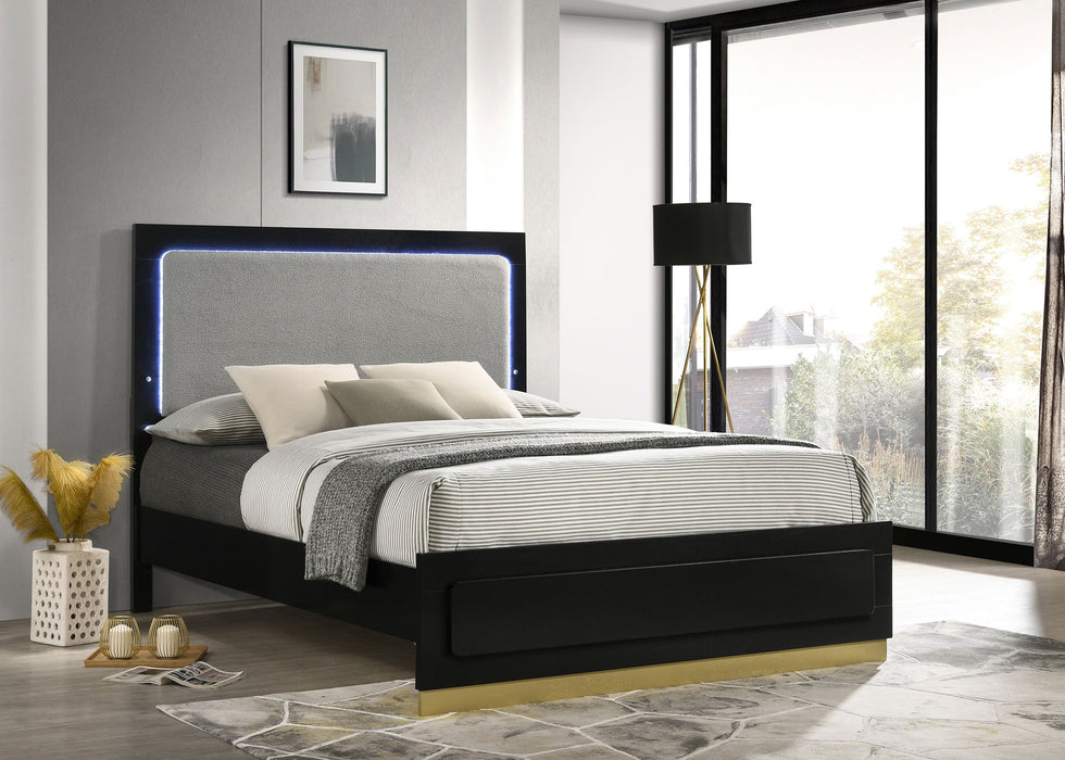 Caraway  Bed with LED Headboard Black and Grey