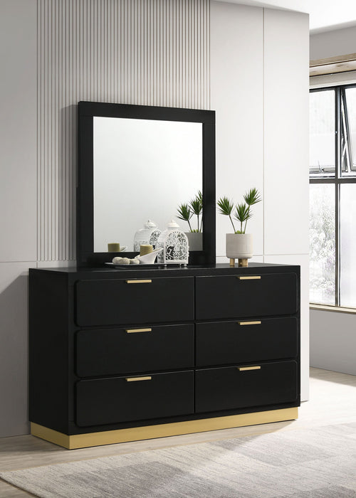 Caraway 6-drawer Bedroom Dresser with Mirror Black