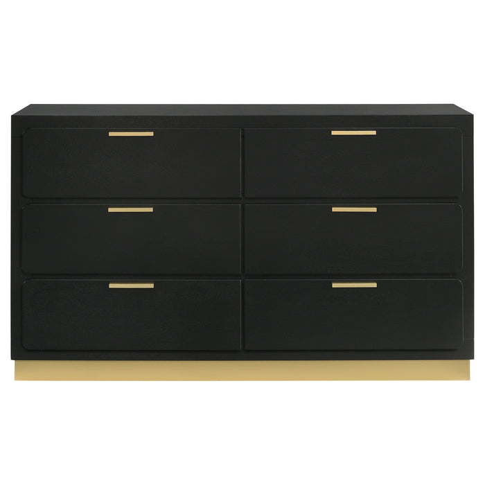 Caraway 6-drawer Bedroom Dresser with Mirror Black