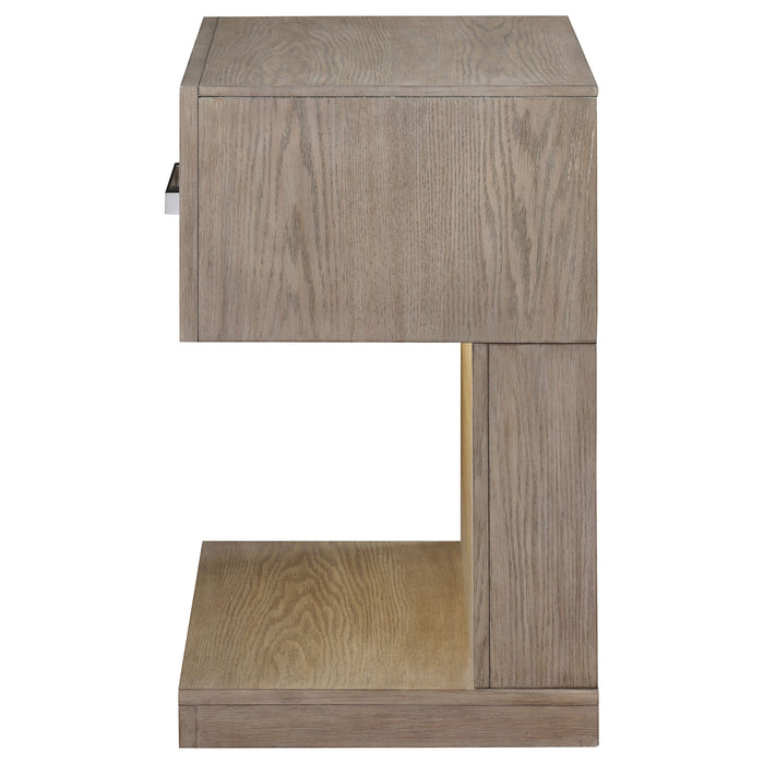 Kenora 1-drawer Nightstand Bedside Table Barley Brown