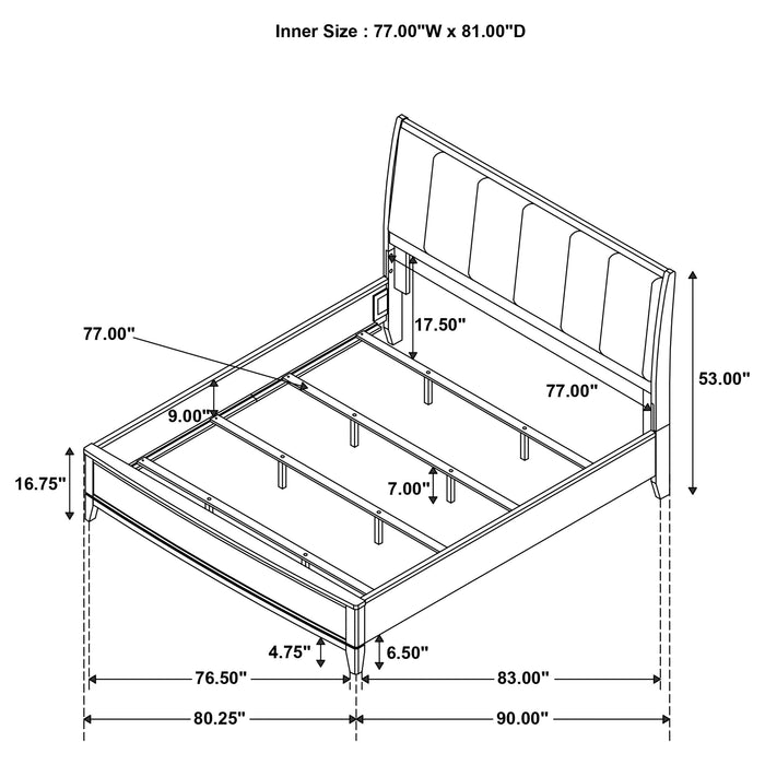 Granada Upholstered  Panel Bed Natural Pine