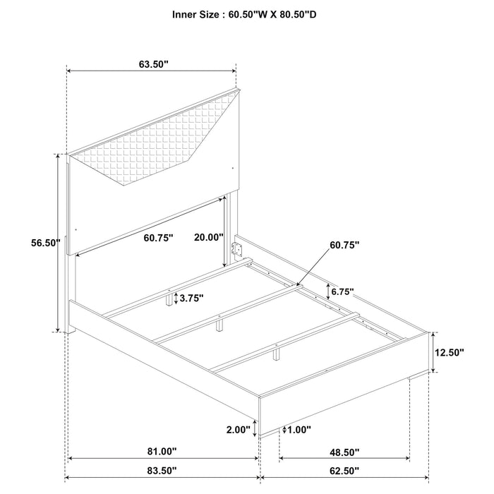 Ives  Panel Bed LED Headboard White High Gloss