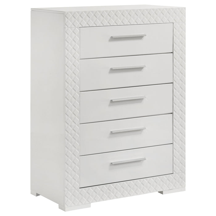 Ives 5-drawer Bedroom Chest of Drawers White High Gloss