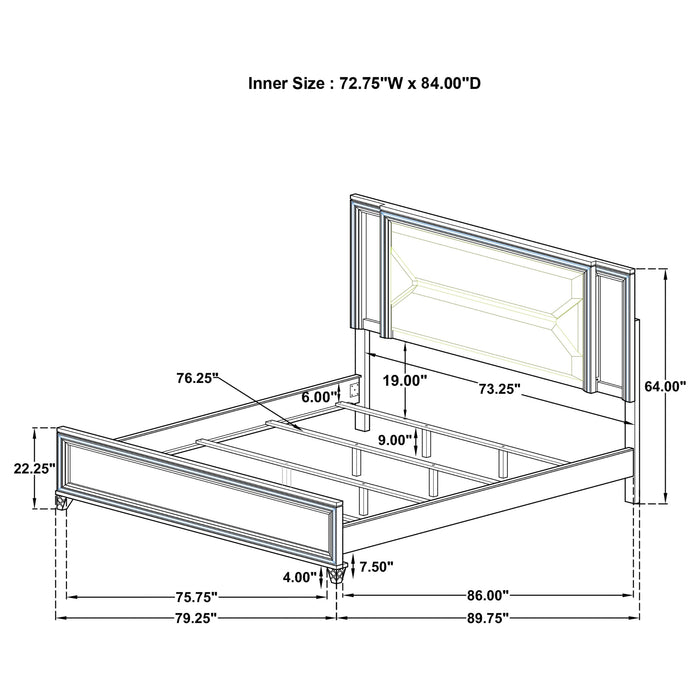 Marmore 64-inch  Panel Bed LED Headboard White