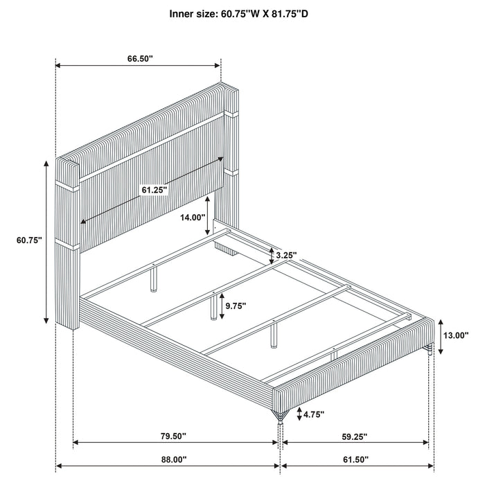 Lucia 61-inch Upholstered  Panel Bed Grey